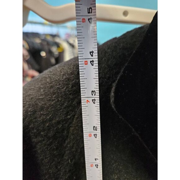 Black Wool Dress Coat Vintage 80's Womens Size Large Bow in Back - Picture 10 of 10